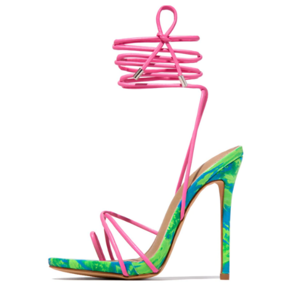 Neon Pink and Green Strappy Sandal GELATO Estella Michelle