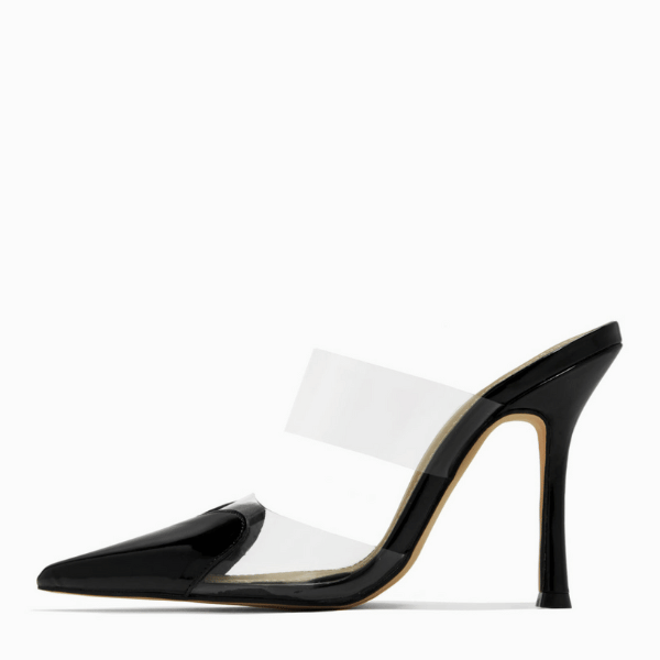 Closed Toe Mules | Clear & Black Cap-Toe Mule Pumps - Exclusivity ...