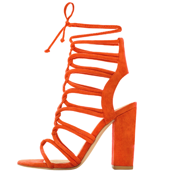 Orange Corset Lace up Heeled Sandal - Rubie